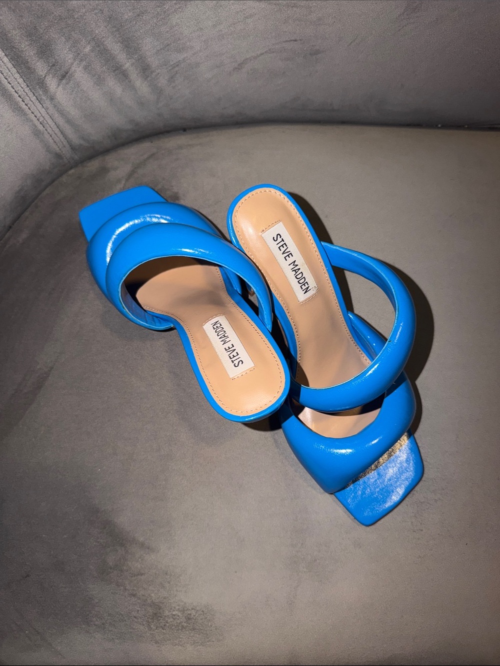 Steve Madden Bright Blue Double-Strap Heeled Sandals